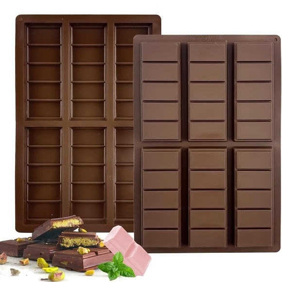 2 Sets of 2-Piece Deep Chocolate Bar Mold Set – Thick Silicone Candy Molds - Picture 1 of 5